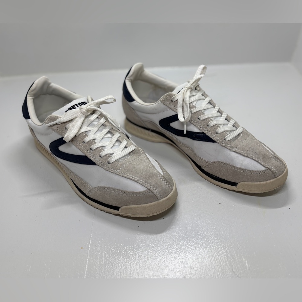 Tretorn Nylite Sneakers Women’s 8 White Gray Suede Leather Casual Retro Trainer - Picture 2 of 14